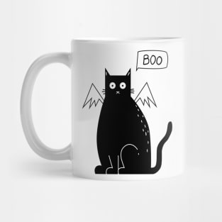 Cute Black Cat - Halloween Costume spooky kitty Bat wings Black White Mug